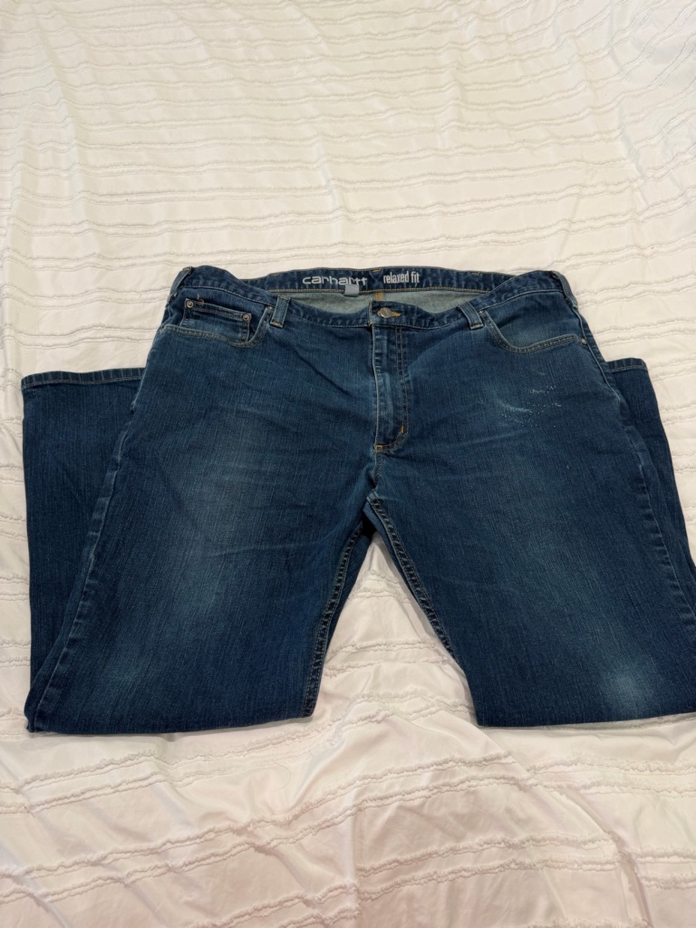 Carhartt Men's Dark Blue Straight-Leg Work Jeans - Picture 3 of 3